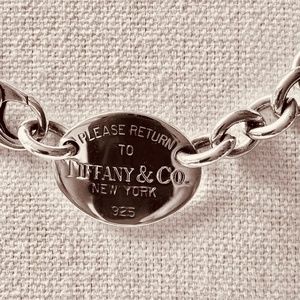 Tiffany & Co Vintage Sterling Silver Oval Tag Choker